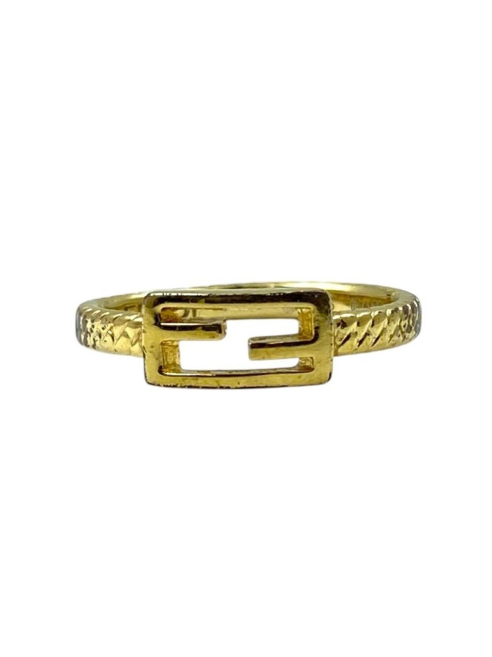 Fendi Baguette Ring FF Logo Metal Gold